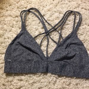 PINK Strappy Back Marled Grey Bralette